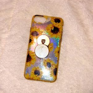 Sunflower IPhone 6-8 case with metal pop socket